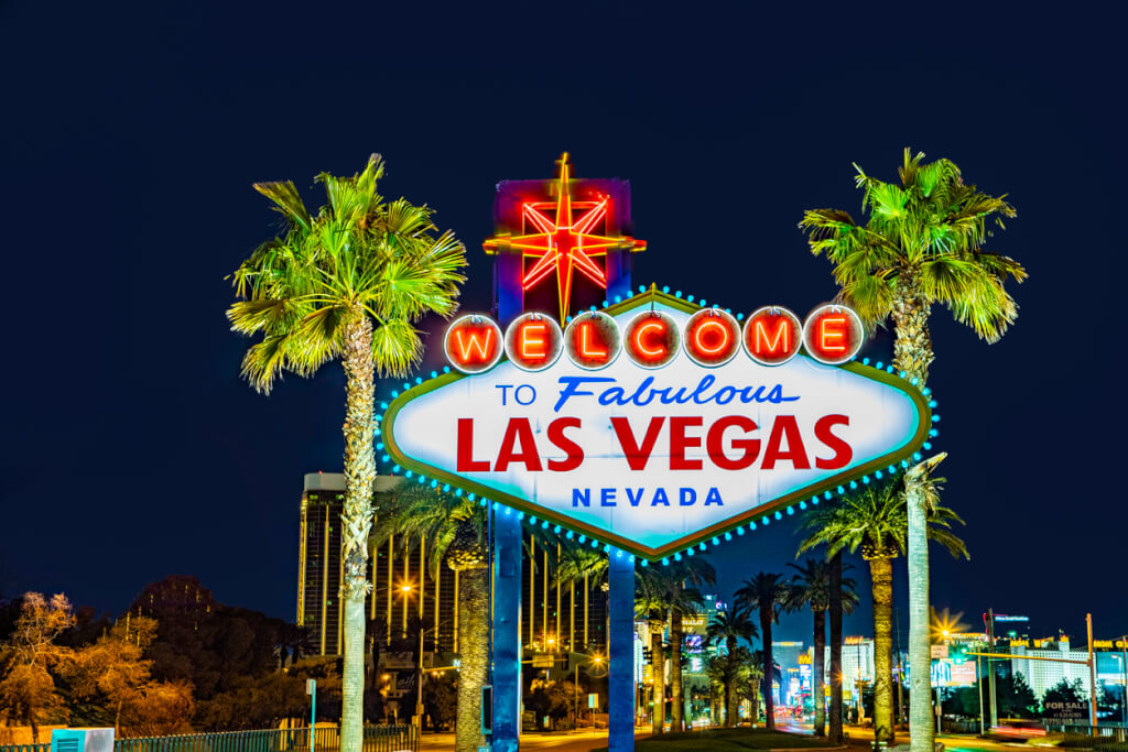 Las Vegas casinos with fun facts, neon lights, and casino floors